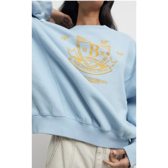 BDG Urban Outfitters Wilder Pullover Crew Neck {Lt Blue/Gold} M - Picture 3 of 8